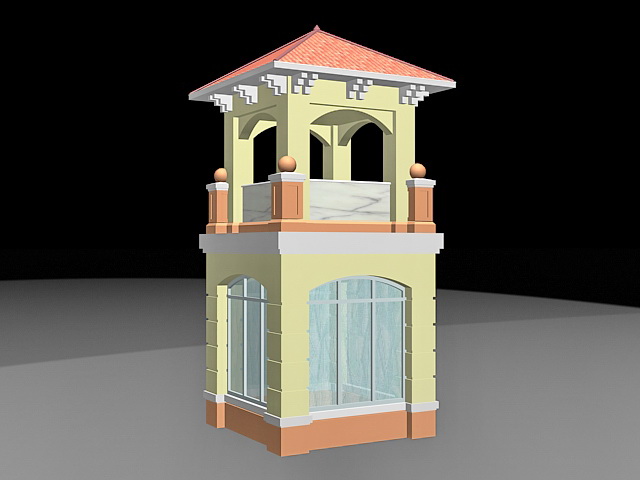 Enclosed pavilion 3d rendering