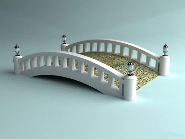 White garden bridge 3d rendering