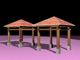 Linked shade gazebo 3d preview