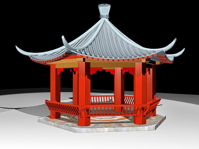 Ancient China pavilion 3d rendering