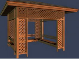 Trellis wooden gazebo 3d preview
