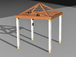 Wooden backyard gazebo 3d model preview
