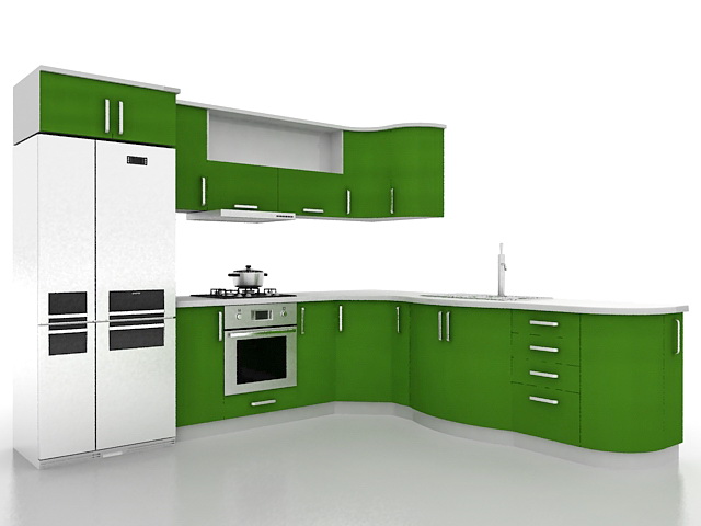 Corner kitchen design ideas 3d rendering