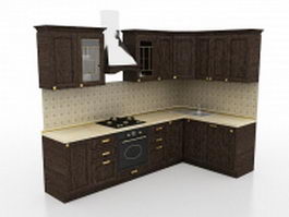 Small L kitchen design 3d model preview