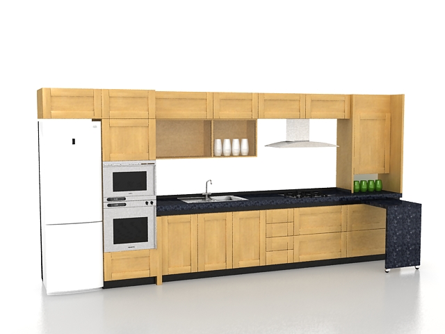 Straight kitchen designs 3d rendering