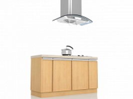 Apartment kitchen cabinet with extractor hood 3d model preview