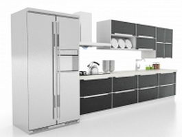 Black kitchen cabinets 3d model preview