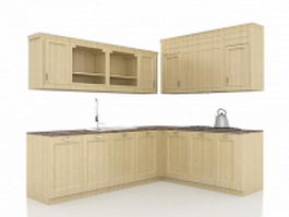 L kitchen cabinets design 3d model preview