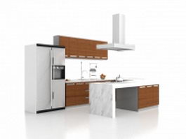 U shaped kitchen with peninsula 3d model preview