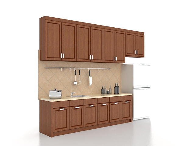 One wall kitchen design 3d rendering