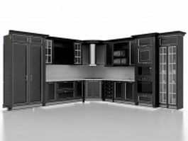 Black kitchen cabinet designs 3d model preview