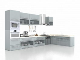Gray kitchen cabinets design 3d model preview