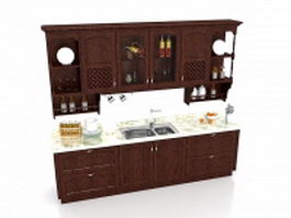 Vintage kitchen cabinets 3d model preview