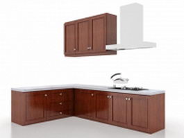 Simple L-shaped kitchen 3d model preview