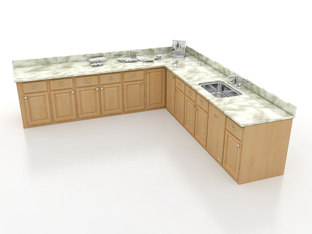 Kitchen floor cabinets 3d rendering