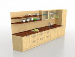 One wall kitchen cabinets 3d preview