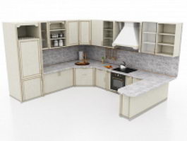 Grey stained kitchen cabinets 3d preview