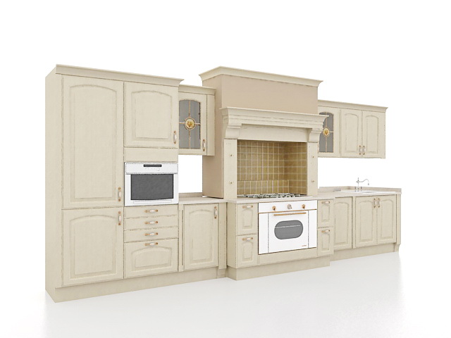 Europe kitchen design 3d rendering