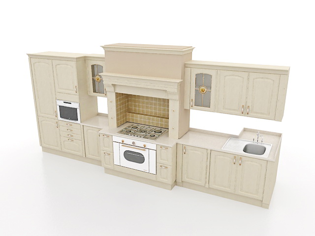 Europe kitchen design 3d rendering