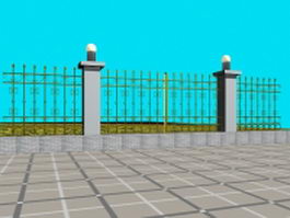 Garden fence design 3d model preview
