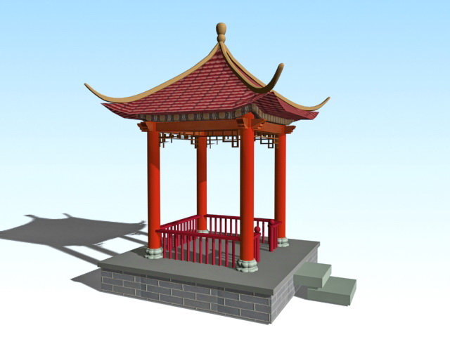 Traditional Chinese pavilion 3d rendering
