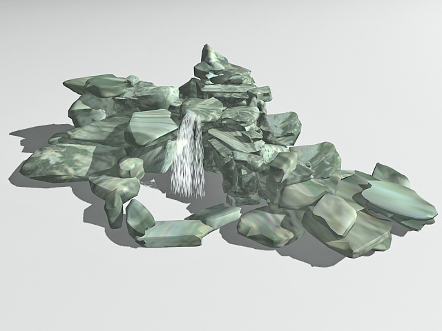 Garden rocky pond 3d rendering