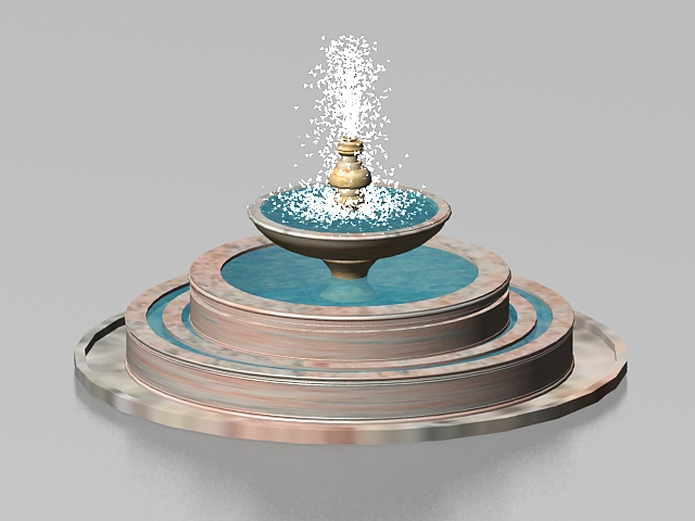 Round fountain pond 3d model 3ds Max files free download 