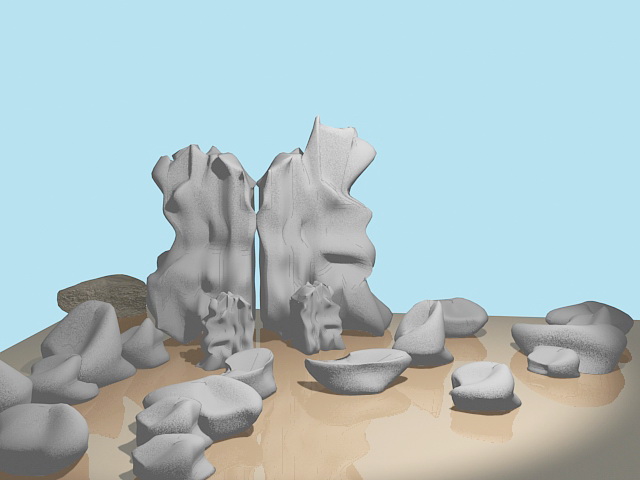 Rock garden landscape 3d rendering