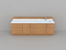 Long bathroom vanity with one sink 3d model preview