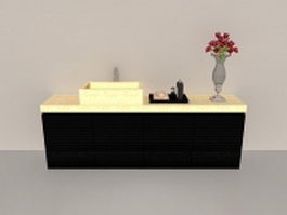 Black bathroom vanity cabinet 3d model preview