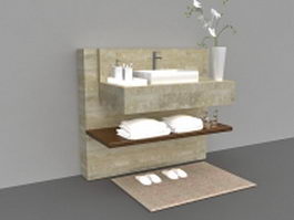 Marble bathroom vanity with sink 3d model preview