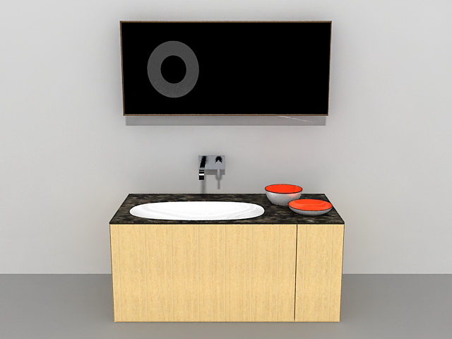 Modern bathroom vanity set 3d rendering