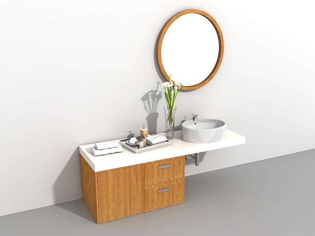 Bathroom vanity with makeup area 3d rendering