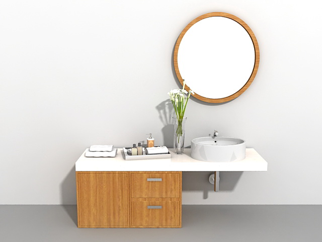 Bathroom vanity with makeup area 3d rendering