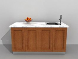 Kitchen island with sink 3d model preview