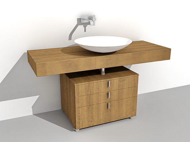 Vessel sink bathroom vanity 3d rendering