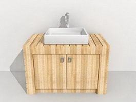 Rustic bathroom sink vanity 3d model preview