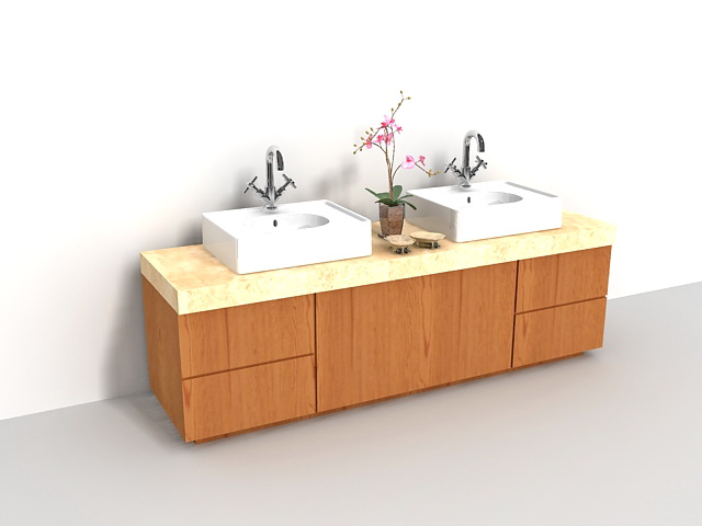 Bathroom double sink vanity 3d rendering