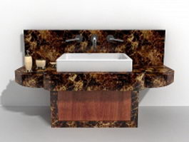 Black marble bathroom vanity 3d model preview