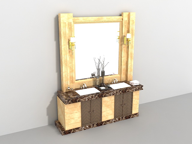 Yellow bathroom vanity 3d model 3ds Max files free download - modeling ...