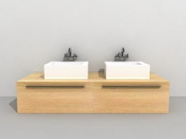 Low bathroom vanity 3d model preview