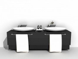 Black bathroom vanity with sink 3d model preview