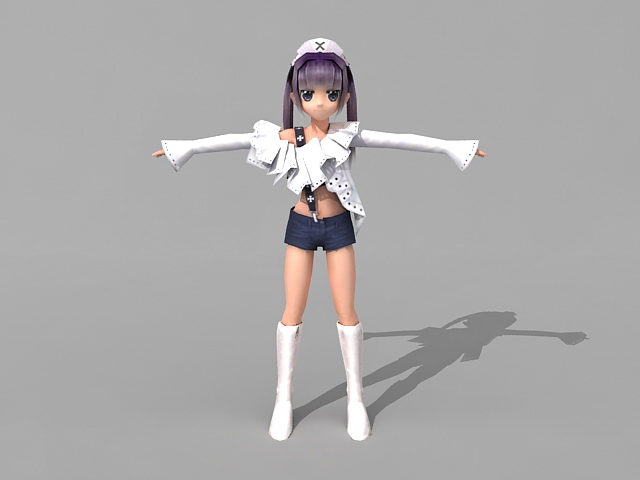 Cute anime girl 3d rendering