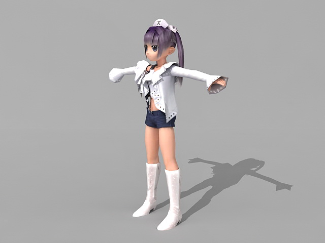 Cute anime girl 3d rendering