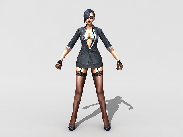 Sexy Police Woman 3d model 3ds Max files free download 