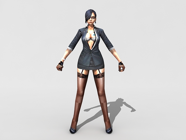 Sexy female spy agent rigged 3d model 3ds Max files free download