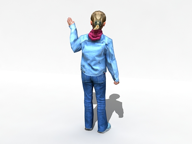 Teenage girl waving 3d rendering
