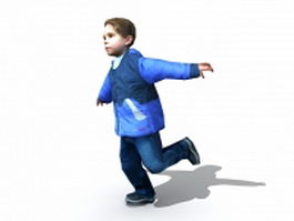 Little boy running 3d model preview