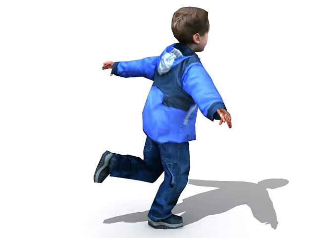 Little boy running 3d rendering