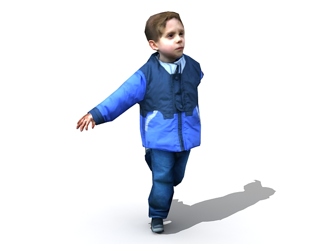 Little boy running 3d rendering